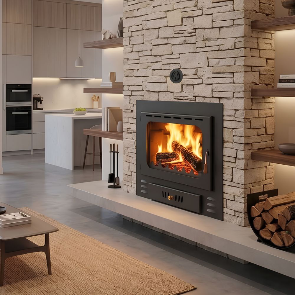 Kamineinsatz Wasserführend Prity, Modell G W28, Leistung 33.2kW | Kamineinsatz | Kamin |