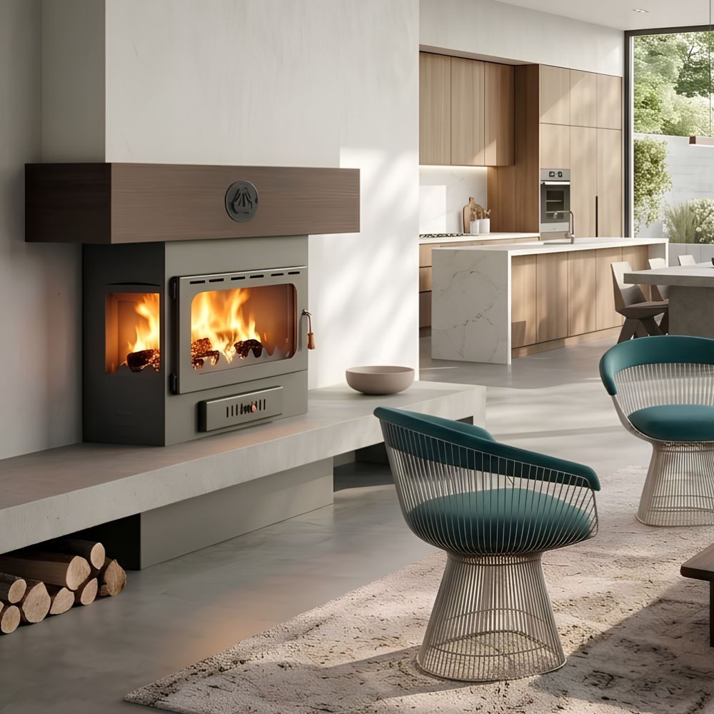 Kamineinsatz Wasserführend, Kamin Prity, Modell A W16, Leistung 21kW, Eckplatzierung | Kamineinsatz | Kamin |