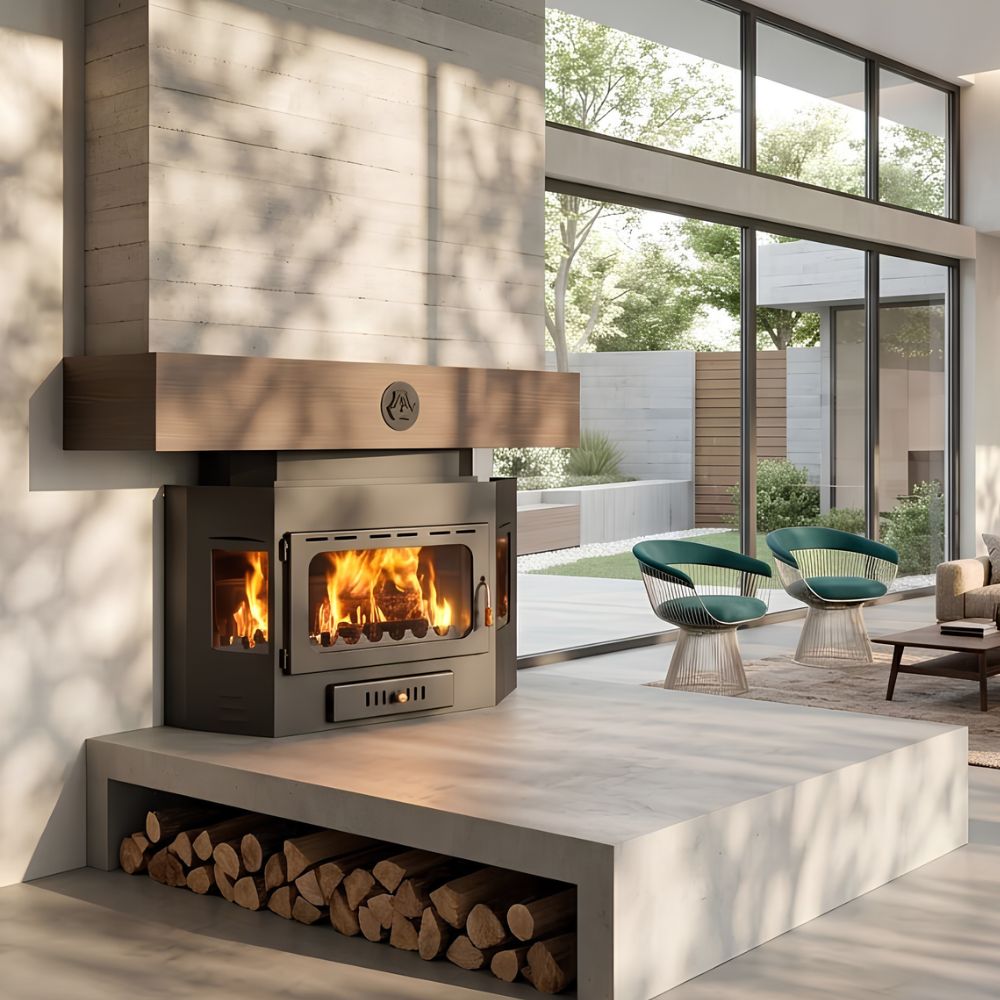Kamineinsatz Wasserführend, Kamin Prity, Modell A W20, Leistung 26.1kW, Eckplatzierung | Kamineinsatz | Kamin |