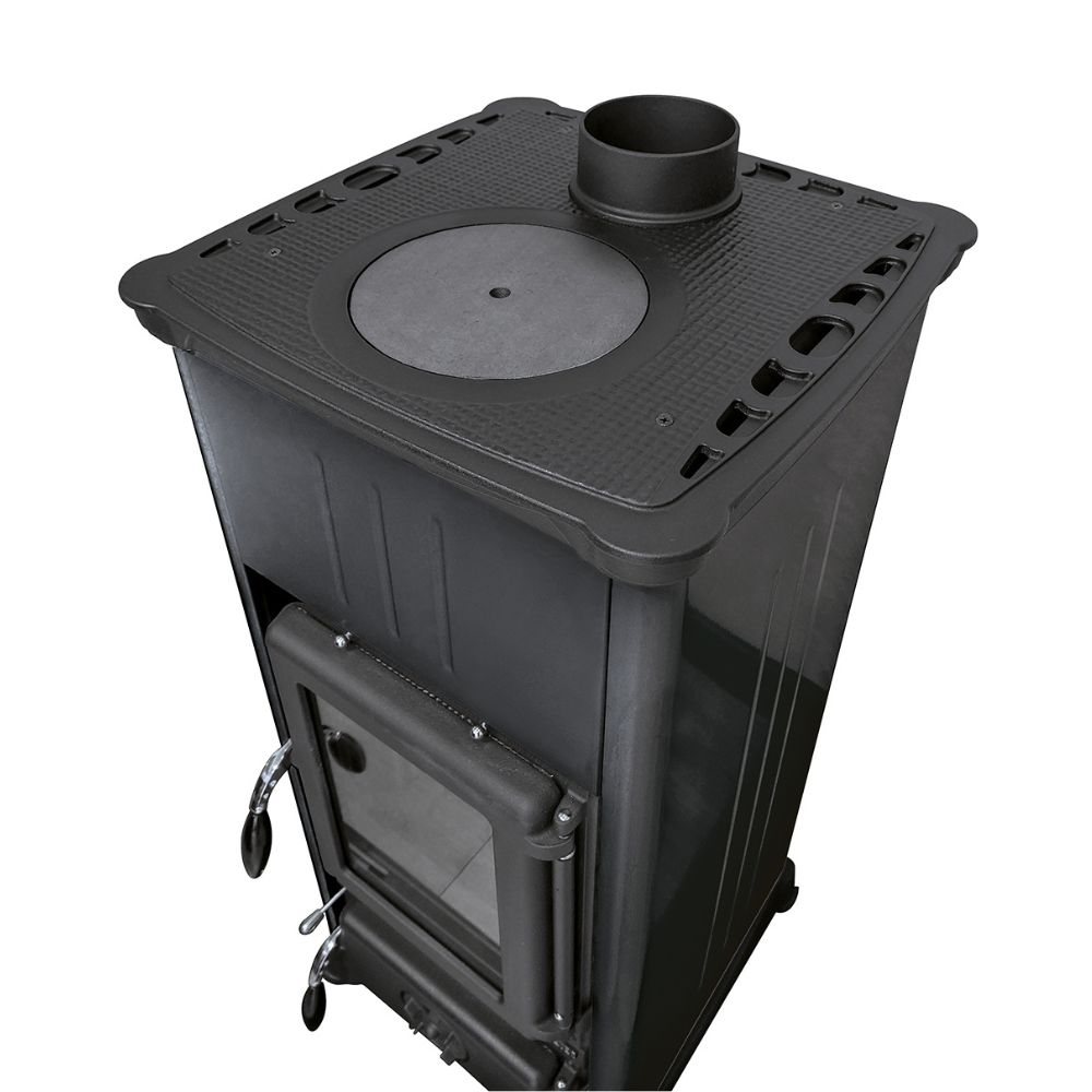 Italienischer Kaminofen, Holzofen mit Kochplatte La Nordica Emiliana Schwarz, 6.5kW | Holzofen | Kaminofen |