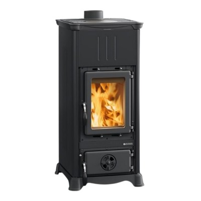 Italienischer Kaminofen, Holzofen mit Kochplatte La Nordica Emiliana Schwarz, 6.5kW - Küchenofen / Küchenhexe