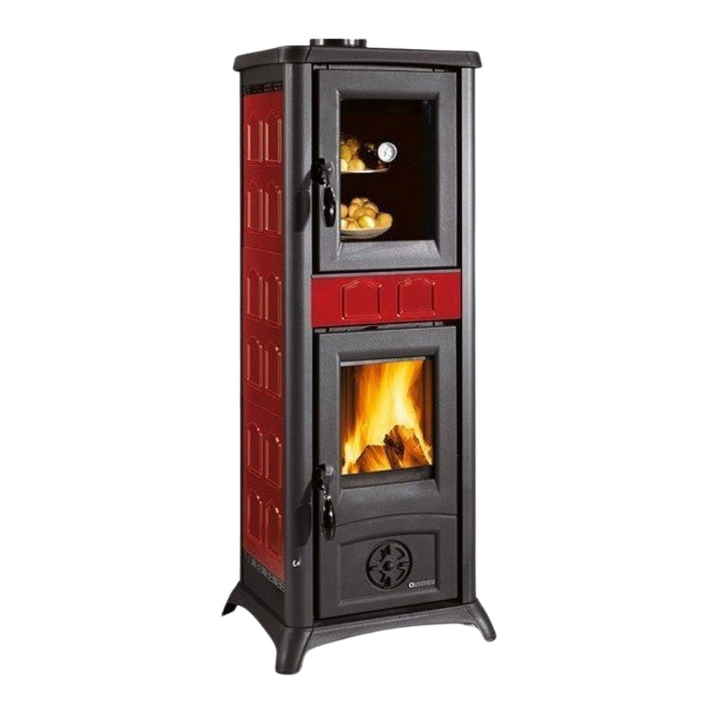 Italienischer Kaminofen, Holzofen mit Backfach La Nordica Gemma Forno Rot, 7.3kW | Holzofen | Kaminofen |