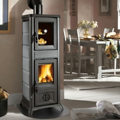 Italienischer Kaminofen, Holzofen mit Backfach La Nordica Gemma Forno Naturstein, 7.3kW - Küchenofen / Küchenhexe