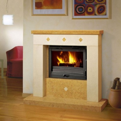 Italienischer Kamineinsatz / Kamin La Nordica Inserto 70, Gusseisentür, 7.8kW - La Nordica