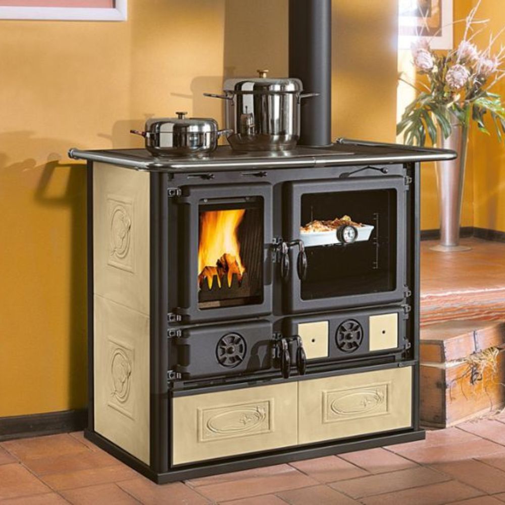 Italienischer Küchenofen / Küchenhexe mit Backofen und Kochplatte La Nordica Rosa, Ecru, 8.8kW | Küchenofen / Küchenhexe |  |