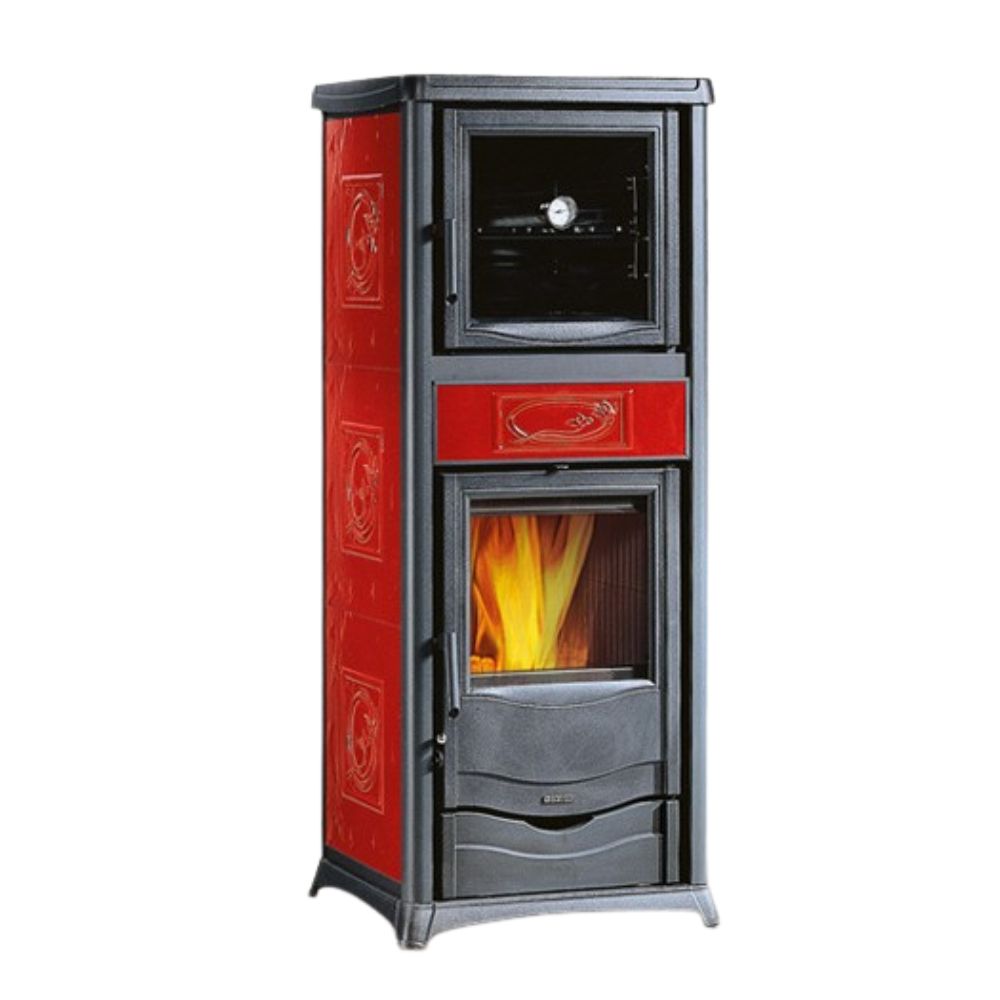 Italienischer Kaminofen, Holzofen mit Backfach La Nordica Rossella Plus Forno Evo Rot, 9.4kW | Holzofen | Kaminofen |