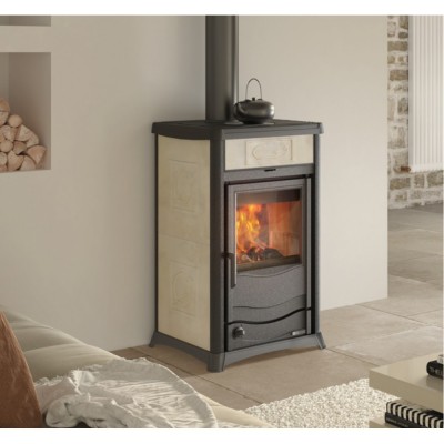 Italienischer Kaminofen, Holzofen Wasserführend La Nordica Termorossella Plus EVO DSA Ecru, 11.1kW - La Nordica
