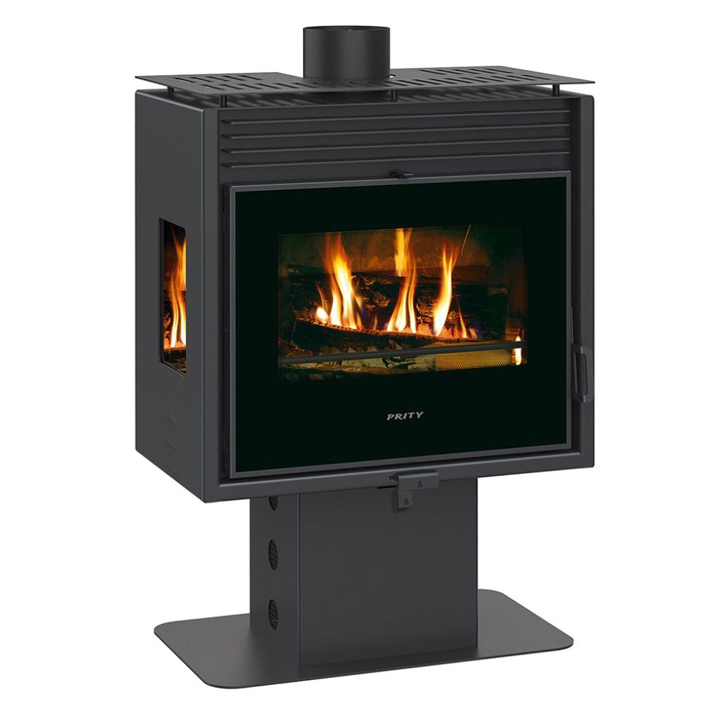 Holzofen Prity, Modell PM3L E, Leistung 10.8kW, mit Standfuß, Panoramablick | Kaminofen Prity | Kaminofen |