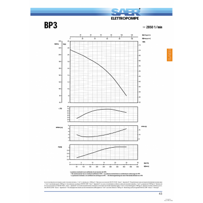 Einphasige einstufige Kreiselpumpe SAER BP3, 2", 230 V, Leistung 0,75 kW, Fördermenge 420 l/min, Förderhöhe 20 m - Produktvergleich