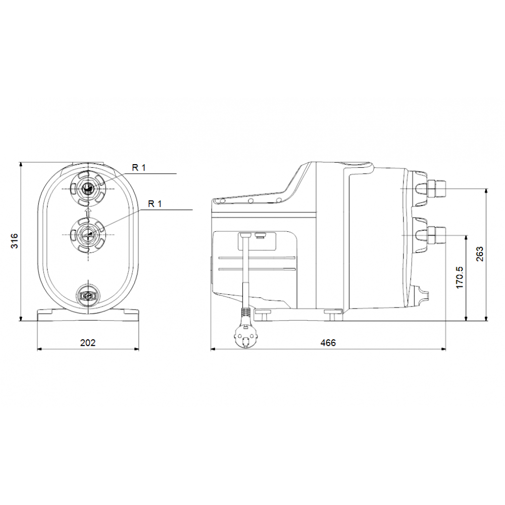 Einphasige Hydrophor-Pumpe GRUNDFOS SCALA1 5-55, Leistung 1200 W, Fördermenge 5,33 m³/h, Förderhöhe 52 m, Druck 8 bar | Hydrophor | Wasserpumpen |