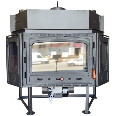 Kamineinsatz, Kamin Prity, Modell TCF, Leistung 18.5kW, Gebläse, Gusseisentür, Panoramablick - Produktvergleich