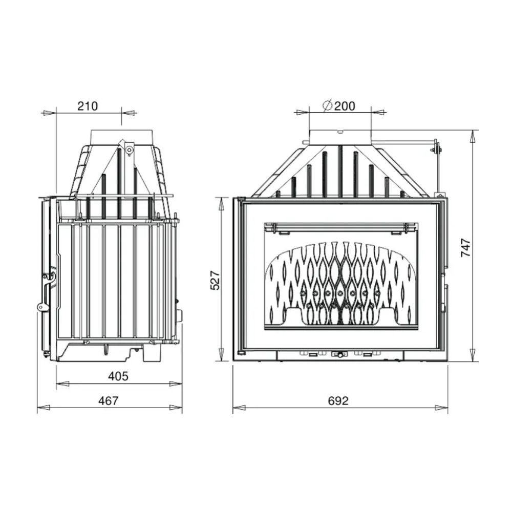 Kamin UNIFLAM 700 PLUS ECO mit Drosselklappe und Luftzufuhr, 12 kW | Kamineinsatz | Kamin |