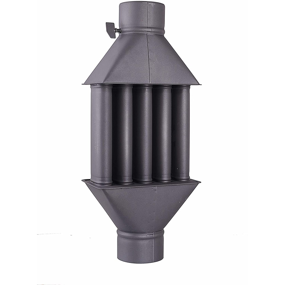 Abgaswärmetauscher / Warmlufttauscher für Holzöfen, Rauchrohr-Wärmetauscher, 130mm Durchmesser | Abgaswärmetauscher | Schornstein |
