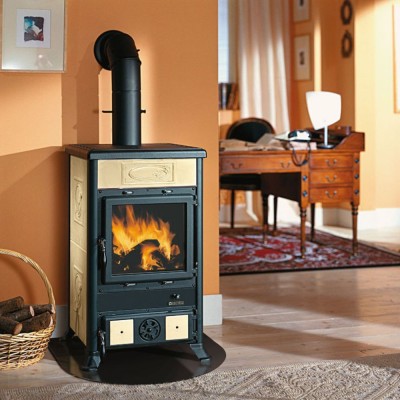 Italienischer Kaminofen, Holzofen La Nordica Rossella R1 beige, 9kW - La Nordica