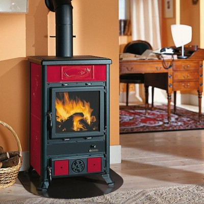 Italienischer Kaminofen, Holzofen La Nordica Rossella R1 Rot, 9kW - La Nordica
