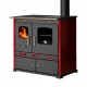 Küchenofen / Küchenhexe Prometey Perfect Eco Lux mit rechtem Kamin, burgunderrot, 7.1kW | Kaminofen - Holzofen mit Backfach | Kaminofen |