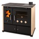 Küchenofen / Küchenhexe Prometey Practik Lux, Elfenbein, rechter Kamin, 9.5kW | Kaminofen - Holzofen mit Backfach | Kaminofen |