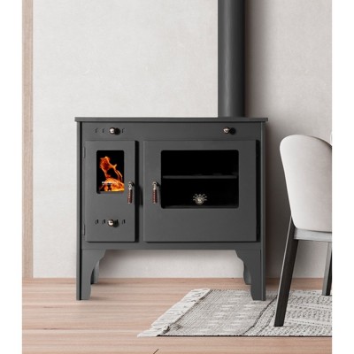 Küchenofen / Küchenhexe Prometey Retro Eco, 7kW - Kaminofen - Holzofen mit Backfach