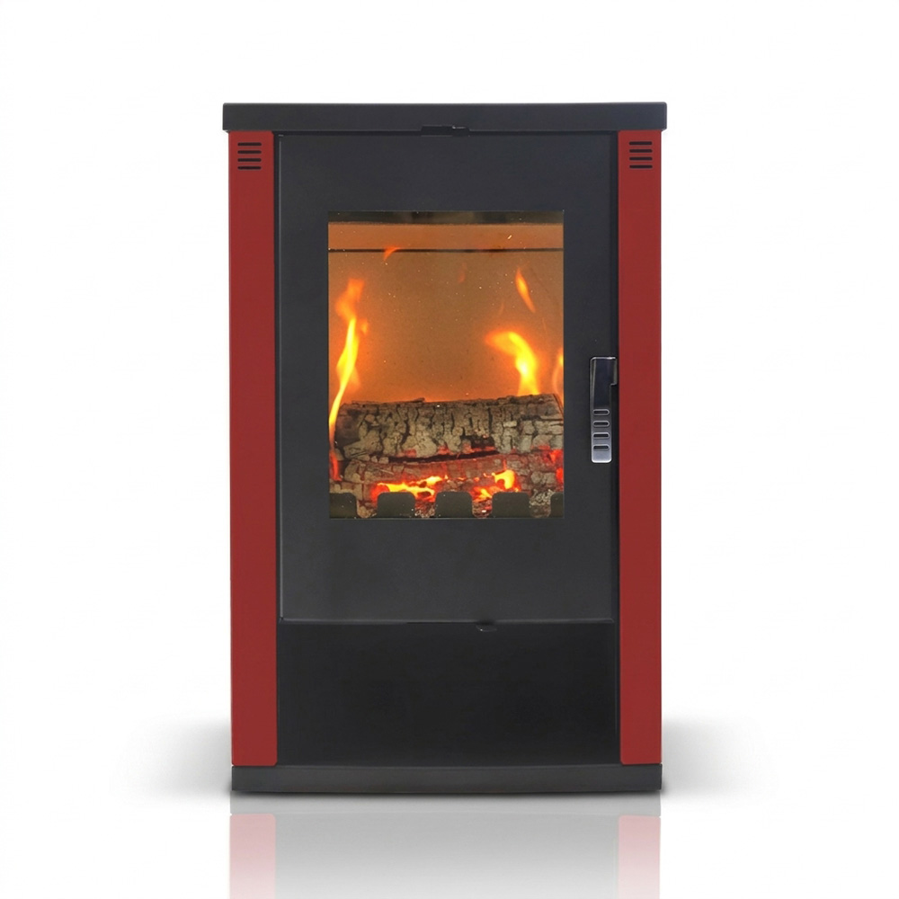 Kaminofen, Holzofen Verso Theia Rot, Leistung 9 kW | Holzofen | Kaminofen |