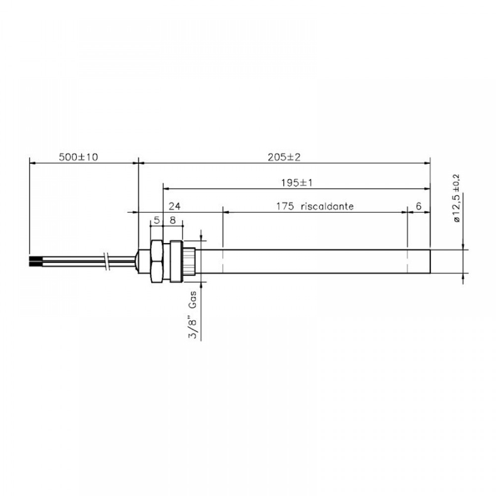 Glühzünder / Zünder für Pelletofen Clam, Gesamtlänge 205mm, 400W | Glühzünder Pelletofen | Pelletofen Ersatzteile |