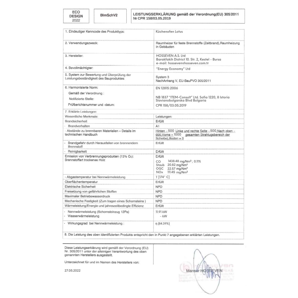 Küchenofen mit Backofen und Kochplatte Balkan Energy, Modell Lotus, Leistung 11.9kW | Holz |  |