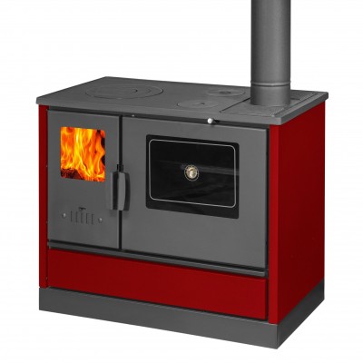 Küchenofen mit Backofen und Kochplatte Balkan Energy, Modell 4020 Bordeaux, Obere Platte aus Gusseisen, Leistung 7.9kW - Kaminofen