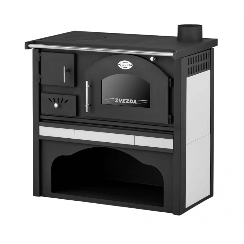 Küchenofen mit Backofen und Kochplatte Zvezda, Modell Classic GF Keramik, Leistung 5.7kW | Holz |  |