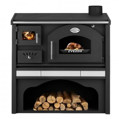 Küchenofen / Küchenhexe mit Backofen und Kochplatte Zvezda, Modell Classic GFS Keramik, Leistung 5.9 kW - Kaminofen - Holzofen mit Backfach