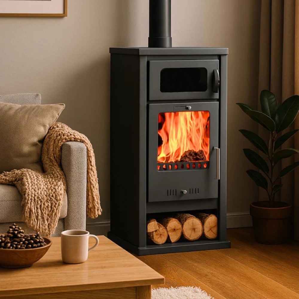 Kaminofen, Holzofen mit Backfach Balkan Energy, Modell Troy, Leistung 7.8kW | Holzofen | Kaminofen |