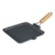Grillpfanne Gusseisen mit klappbarem Holzgriff, 24x24 cm | Grillpfanne Gusseisen | Gusseisenpfanne |