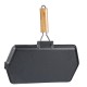 Grillpfanne Gusseisen mit klappbarem Holzgriff, 35x21 cm | Grillpfanne Gusseisen | Gusseisenpfanne |