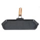 Grillpfanne Gusseisen mit klappbarem Holzgriff, 35x21 cm | Grillpfanne Gusseisen | Gusseisenpfanne |