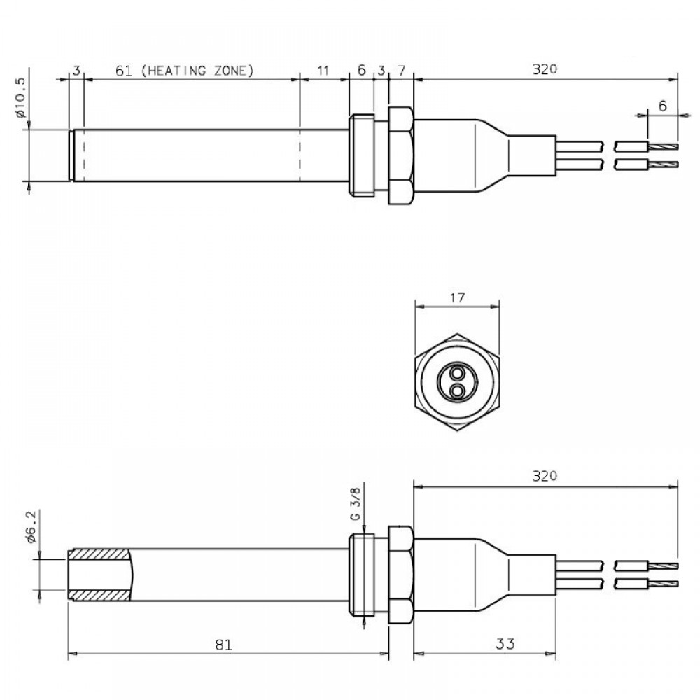 Keramik Glühzünder / Zünder für Pelletofen Eco Spar, BURNiT, Warmflow, Adler, AMG, Ecoteck und andere, Gesamtlänge 88mm, 250W | Glühzünder Pelletofen | Pelletofen Ersatzteile |