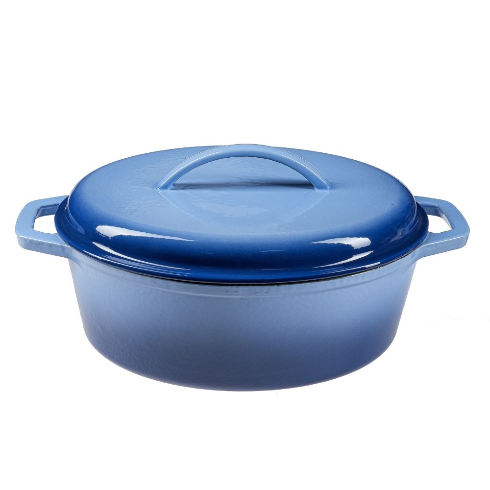 Emaillierter Gusseisen Topf, Blau, oval, 33x27cm | Gusseisen Topf |  |
