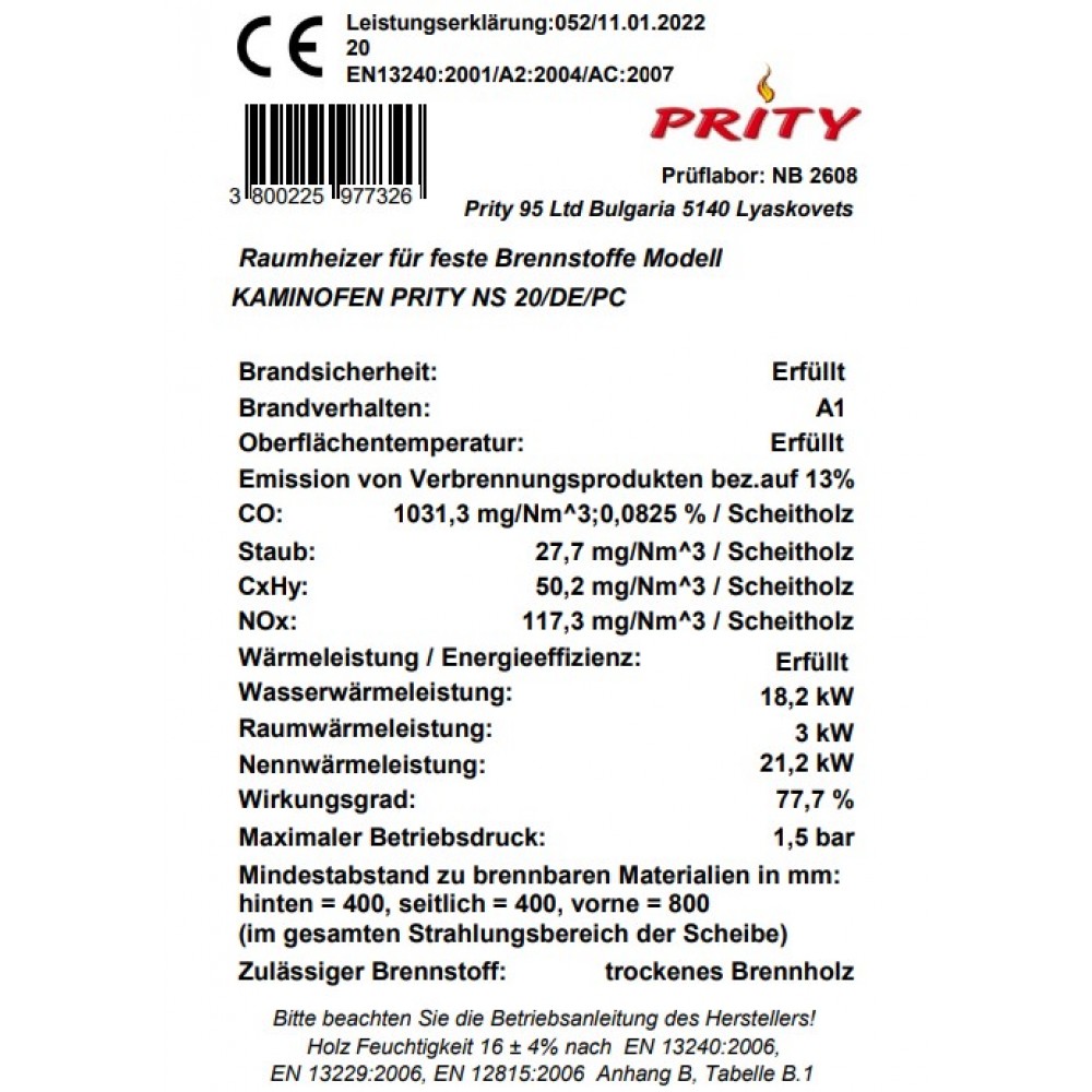 Heizkessel PRITY NS20, 21kW | Heizkessel | Holz |