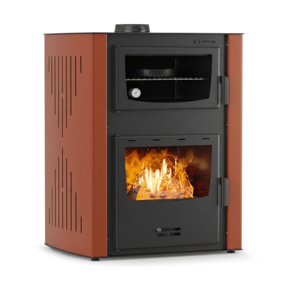 Kaminofen, Holzofen Wasserführend mit Backfach Velmora Fire ATS HYDRO ΜΑSΙΝΑ 90-30 Terrakotta, 35kW | Holzofen | Kaminofen |