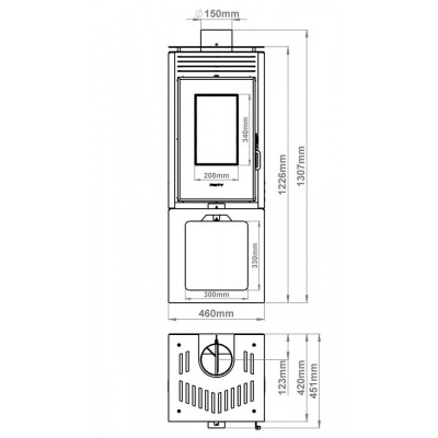 Holzofen Prity, Modell PMV3 E, Leistung 10.8, Panoramablick - Produktvergleich