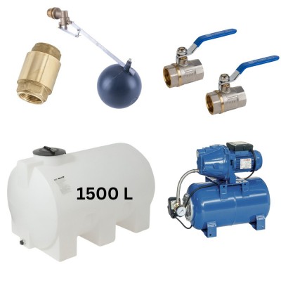 Kit „Trinkwasser 1500L“ mit Wassertank Mavil (weiß, horizontal) und Hauswasserwerk Speroni - Produktvergleich
