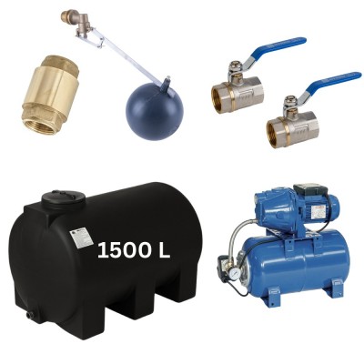 Kit „Trinkwasser 1500L“ mit Wassertank Mavil (schwarz, horizontal) und Hauswasserwerk Speroni - Produktvergleich
