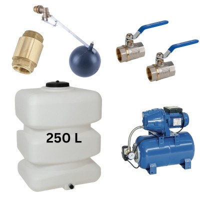 Kit „Trinkwasser 250L“ mit Wassertank Mavil (weiß, rechteckig) und Hauswasserwerk Speroni - Produktvergleich