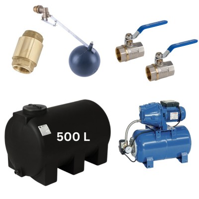 Kit „Trinkwasser 500L“ mit Wassertank Mavil (schwarz, horizontal) und Hauswasserwerk Speroni - Produktvergleich
