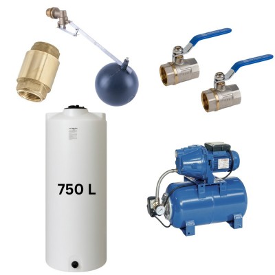 Kit „Trinkwasser 750L“ mit Wassertank Mavil (Weiß, zylindrisch) und Hydrophorpumpe Speroni - Produktvergleich