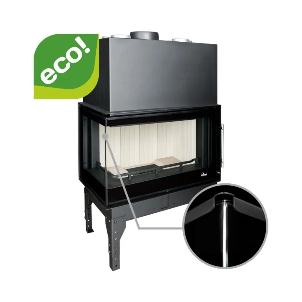 Kamin UNIFLAM 860 EVO PBS mit Luftkanälen und Luftzufuhr, linke Seite, 15 kW | Kamineinsatz | Kamin |