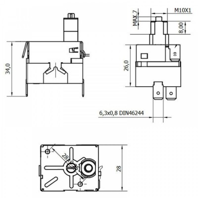 Kapillarthermostat mit manueller Einstellung von 90 ÷ 110 °C für Pelletöfen. - Sensoren Pelletofen