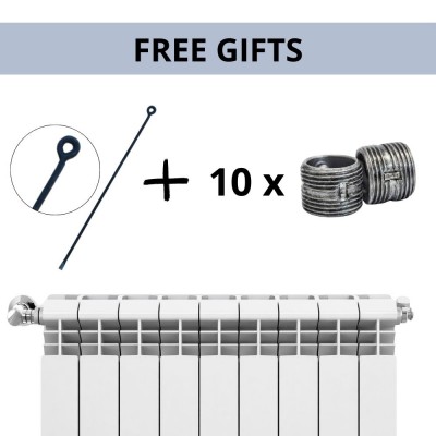  Komplettes Set Aluminium Heizkörper Helyos Evo H350, 10 Stück x 10 Segmente - Heizkörper