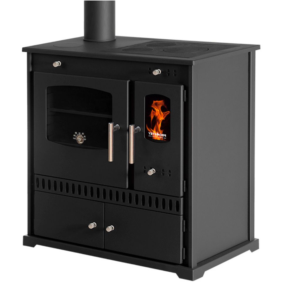 Küchenofen / Küchenhexe Prometey Perfect Eco mit linkem Rauchabzug, 7kW | Kaminofen - Holzofen mit Backfach | Kaminofen |