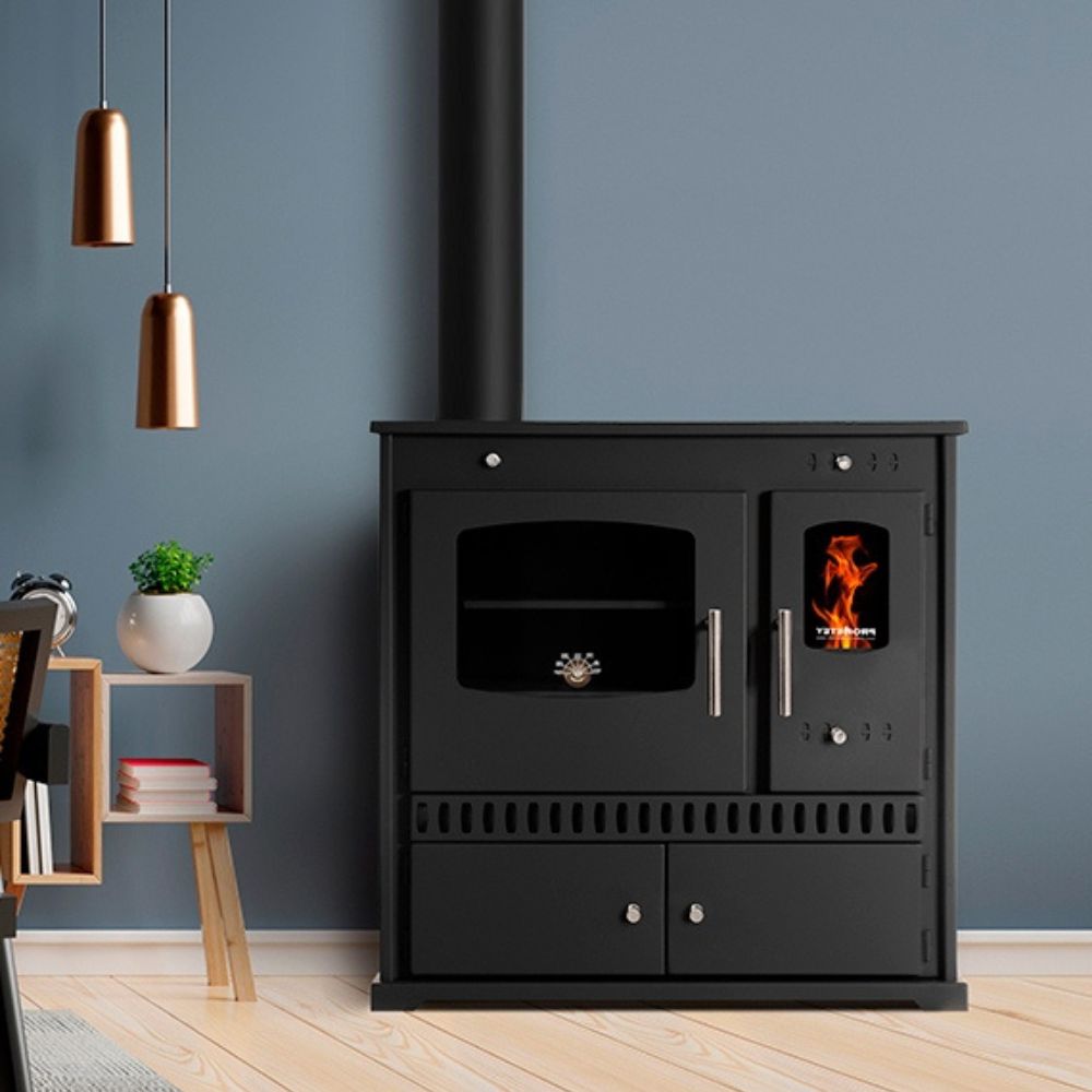 Küchenofen / Küchenhexe Prometey Perfect Eco mit linkem Rauchabzug, 7kW | Kaminofen - Holzofen mit Backfach | Kaminofen |