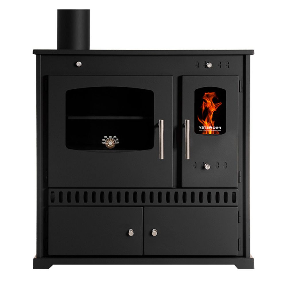 Küchenofen / Küchenhexe Prometey Perfect Eco mit linkem Rauchabzug, 7kW | Kaminofen - Holzofen mit Backfach | Kaminofen |
