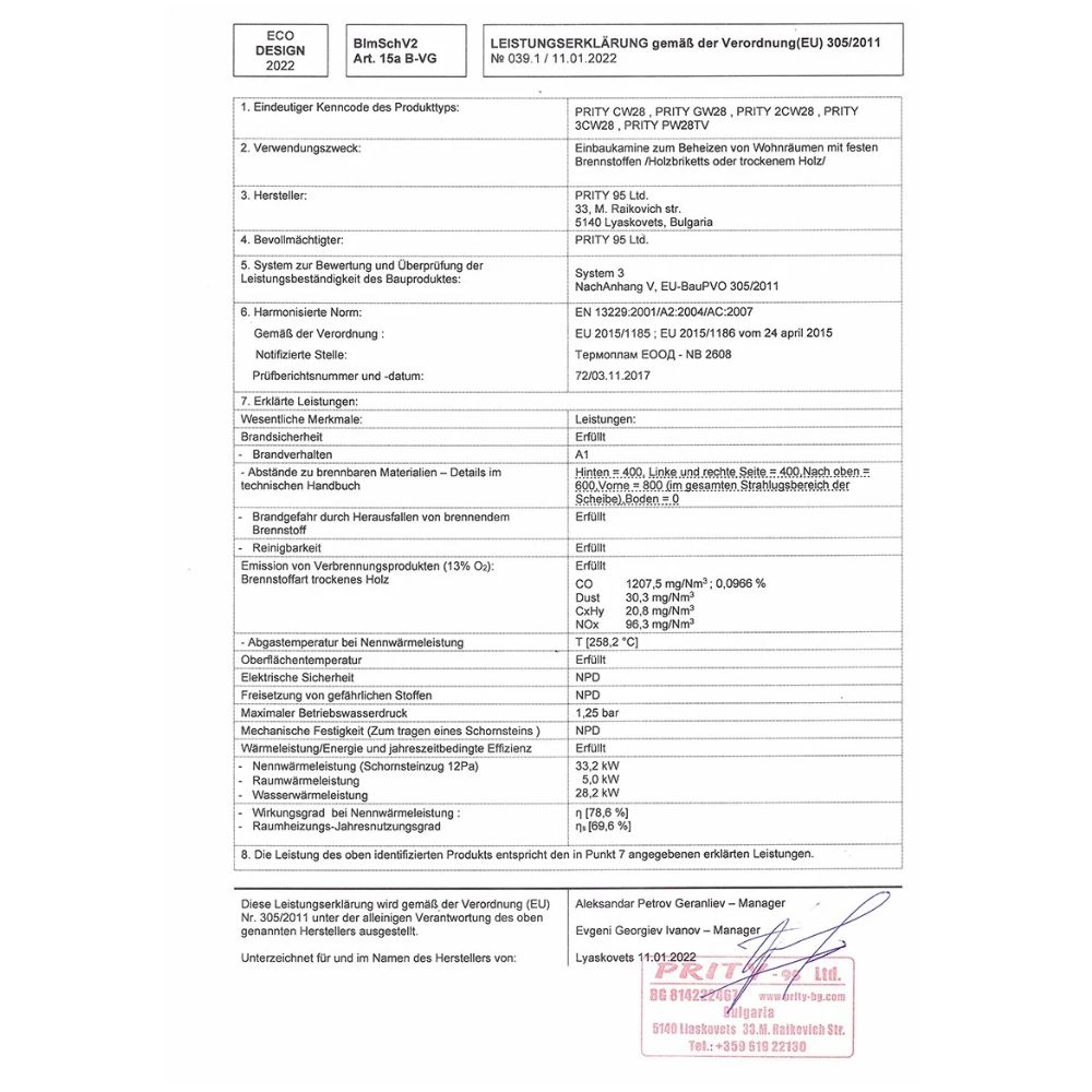 Kamineinsatz Wasserführend Prity, Modell 2C W28, Leistung 33.2kW, Gusseisentür, Panoramablick | Kamineinsatz Wasserführend | Kamin |