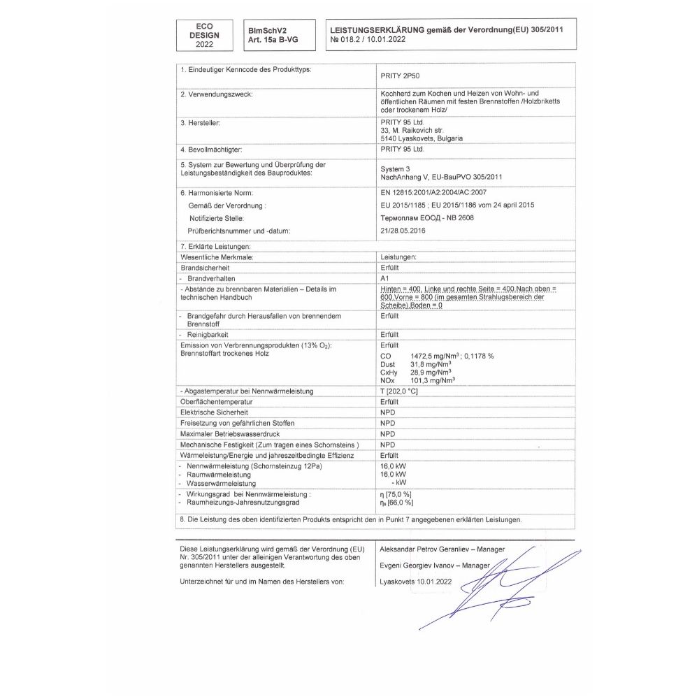 Küchenofen / Küchenhexe mit Backofen und Kochplatte Prity, Modell 2P50, Leistung 16kW | Küchenofen / Küchenhexe |  |